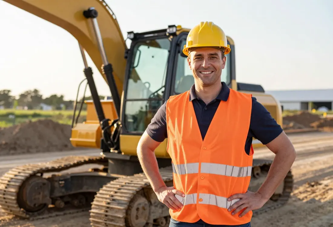 Le gérant de MTP sur un chantier de travaux publics.